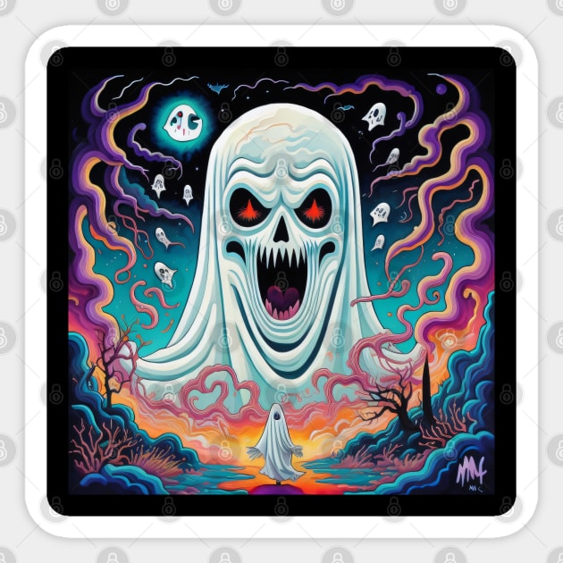 Funny ghost Sticker by Virshan